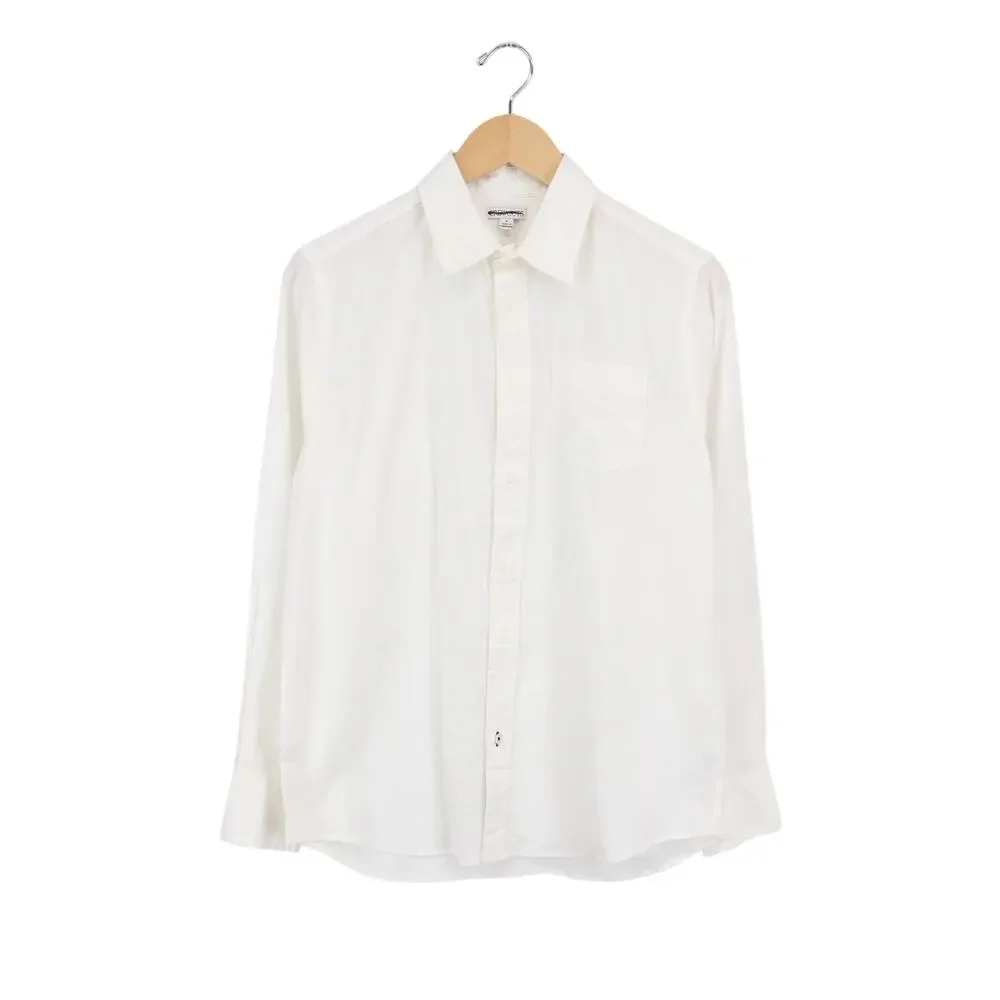J.Crew Crewcuts Kid's Button Down Linen Blend Shirt White Size 16 NWT